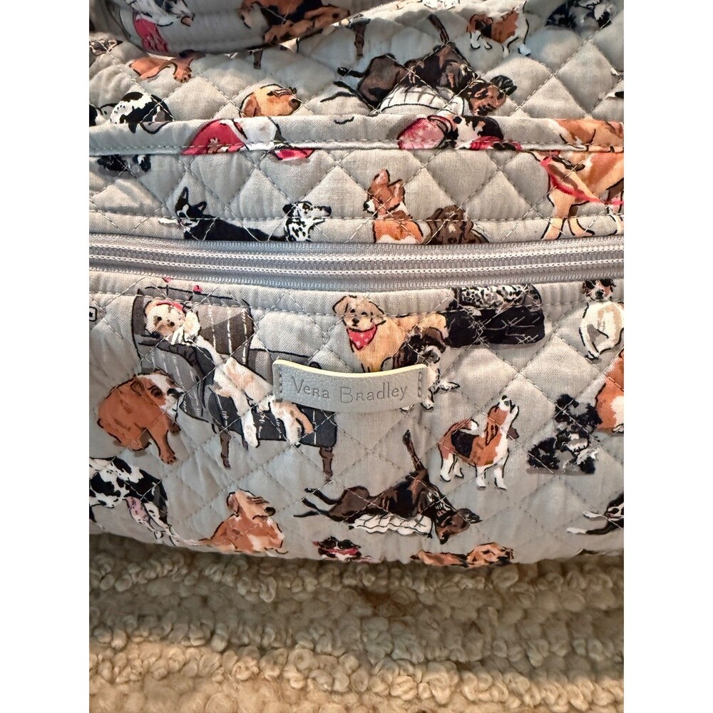 Vera Bradley Large Duffel Bag Best In Show Dog Print Gray Retired - Picture 7 of 7